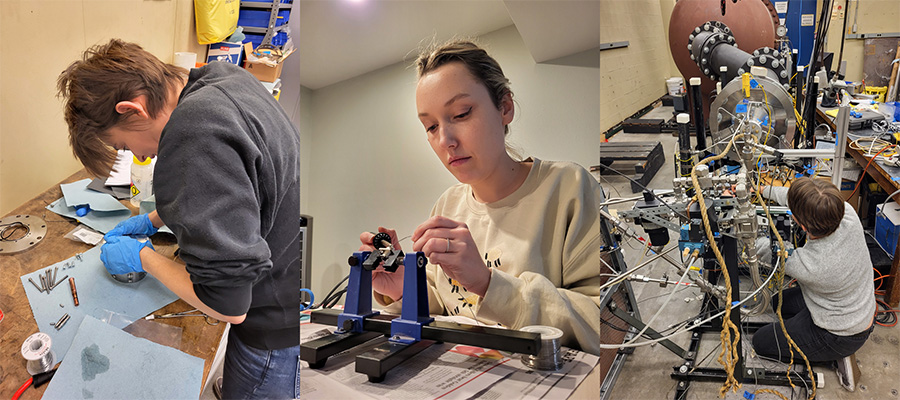 Members of Juno working on the propulsion system